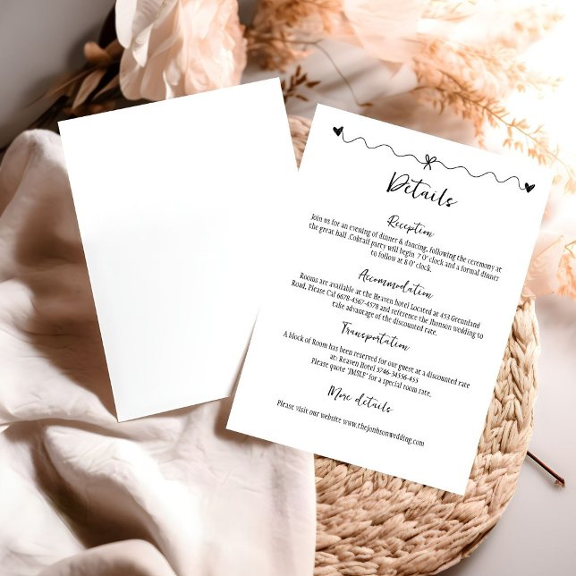 Cartão De Informações Ilustrações Scribble desenhadas à mão Casamento (Criador carregado)