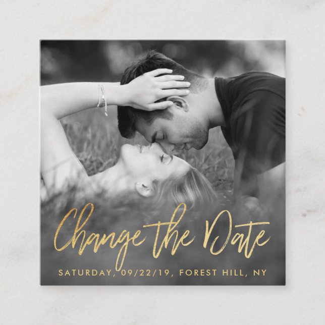 Cartão De Informações Imagem do Script de Folha Ouro Elegante Altera A D (Frente)