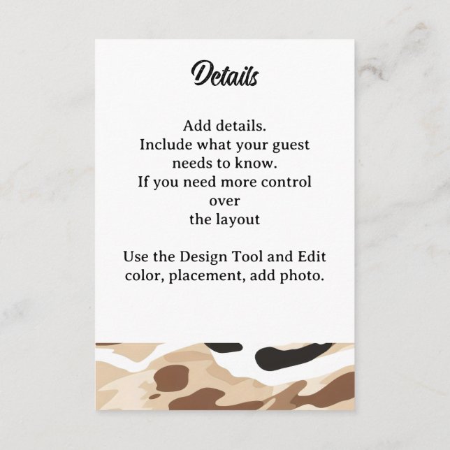 Cartão De Informações Impressão de fazenda de Casamento de  (Verso)