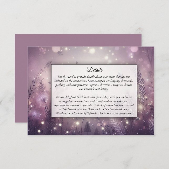 Cartão De Informações Incêndio de Starlit em Bloom (Frente/Verso)