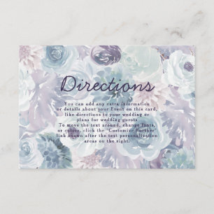 Cartão De Informações Indicações de Casamento Floral Azul Vintage Annabe