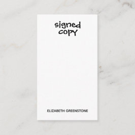 Cartão De Informações Indicador de Cópia Assinada pelo Promocional Autor