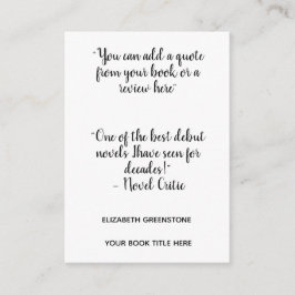 Cartão De Informações Indicador de Revisão de Promocional do Autor