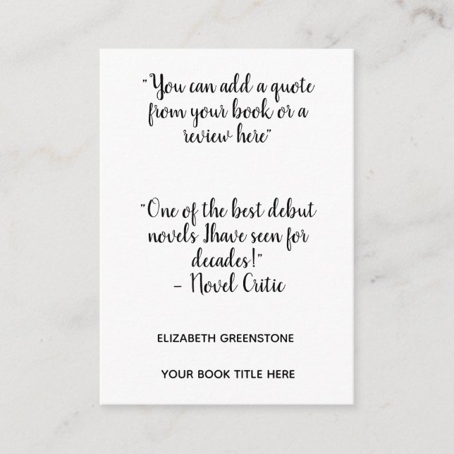 Cartão De Informações Indicador de Revisão de Promocional do Autor (Frente)