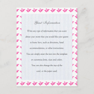 Cartão De Informações Índice Rosa