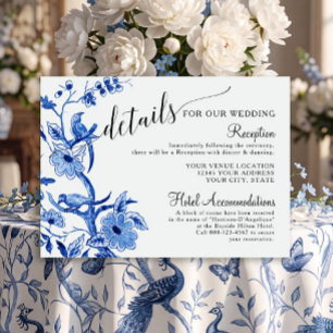 Cartão De Informações Influência Asiática Detalhes do Casamento Azul em 