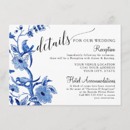 Cartão De Informações Influência Asiática Detalhes do Casamento Azul em 