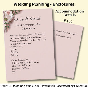 Cartão De Informações Informações de Acomodação - Casamento Pink Roses &