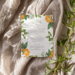 Cartão De Informações Informações de Casamento Aquarela Laranja Mandarim