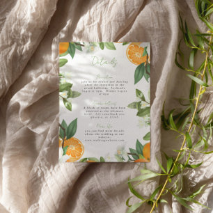 Cartão De Informações Informações de Casamento Aquarela Laranja Mandarim