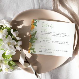 Cartão De Informações Informações de Casamento Aquarela Laranja Mandarim
