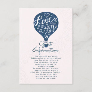 Cartão De Informações Informações de Casamento Azul Marinho Letra à Mão