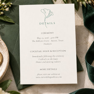 Cartão De Informações Informações de Casamento Botânico Esmeralda Detalh