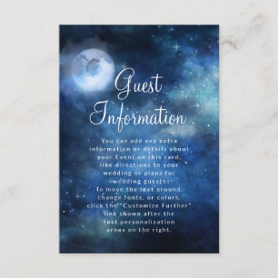 Cartão De Informações Informações de Casamento Celestial Lua Cheia Céu L