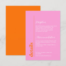 Cartão De Informações Informações de casamento coloridas em rosa e pêsse