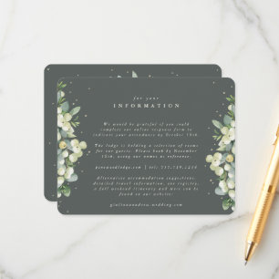 Cartão De Informações Informações de Casamento com Neve Verde + Eucalipt