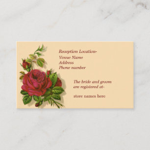 Cartão De Informações Informações de Casamento com Rosa Vermelha Vintage