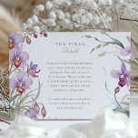 Cartão De Informações Informações de Casamento da Orquídea Vintage<br><div class="desc">Este cartão de informações de casamento, maravilhosamente projetado, apresenta um arranjo refinado de orquídeas inspiradas em vintage em pastéis de cor d'água suaves e delicados, incluindo tons de rosa, lavanda, pincel e creme. O lado frontal do cartão mostra um design floral exuberante contra um pano de fundo robusto e robusto,...</div>