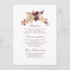 Cartão De Informações Informações de Casamento de Flores em Aquarela Vin