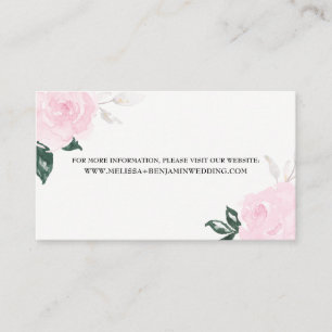 Cartão De Informações Informações de Casamento de Rosas de Aquarela Cor-