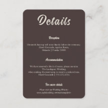 Informações de Casamento em Chocolate Marrom Minim