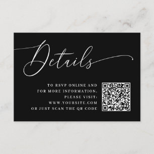 Cartão De Informações Informações de Casamento em Letra Preta Minimalist