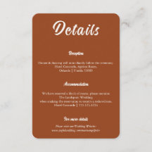 Informações de Casamento em Terracota Minimalista