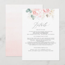 Informações de Casamento Floral Elegante Rosa