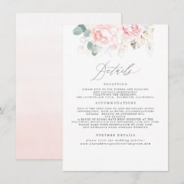 Cartão De Informações Informações de Casamento Floral Elegante Rosa