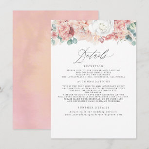 Cartão De Informações Informações de Casamento Floral Rosa Poeira Pêsseg
