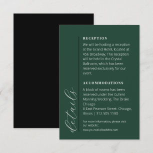 Cartão De Informações Informações de Casamento Minimalista em Verde Esme