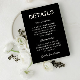 Cartão De Informações Informações de Casamento Retro Preto e Marfim