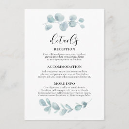 Cartão De Informações Informações de convidado de casamento em água verd