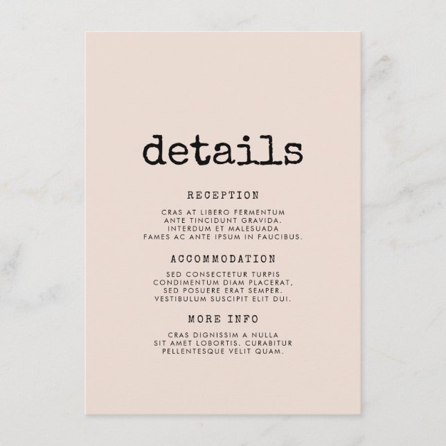 Cartão De Informações Informações de convidado para máquinas de escrever (Frente)