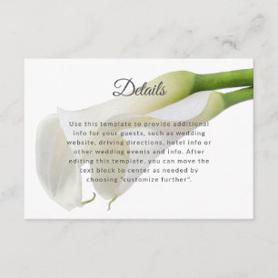Cartão De Informações Informações de Detalhes de Casamento com Lírios-de