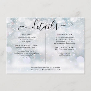 Cartão De Informações Informações de Detalhes do Casamento Flocos de Nev
