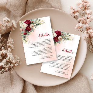 Cartão De Informações Informações de Noiva Floral Branca Dourada Moderna