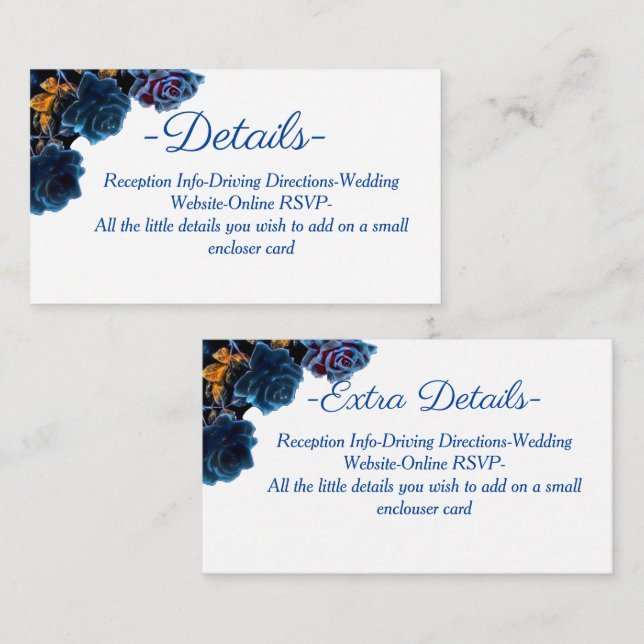 Cartão De Informações Informações Detalhadas do Casamento de Rosa marinh (Frente/Verso)