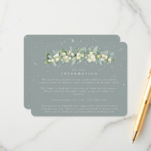 Cartão De Informações Informações do Casamento com Guirlanda de Verde +