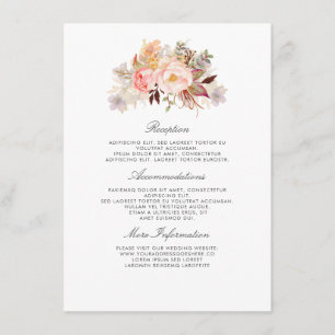 Cartão De Informações Informações do Casamento Floral Rosa Corado Convid