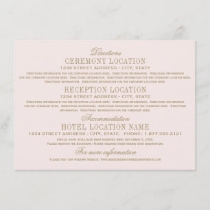 Cartão De Informações Informações do Casamento vintage antigo rosa pálid