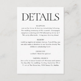 Cartão De Informações Informações do Convidado para Casamento Preto e Br