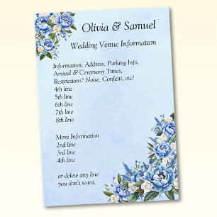 Cartão De Informações Informações do local de casamento - Blue Peony