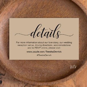 Cartão De Informações Informações e Detalhes de Casamento Minimalista Cl