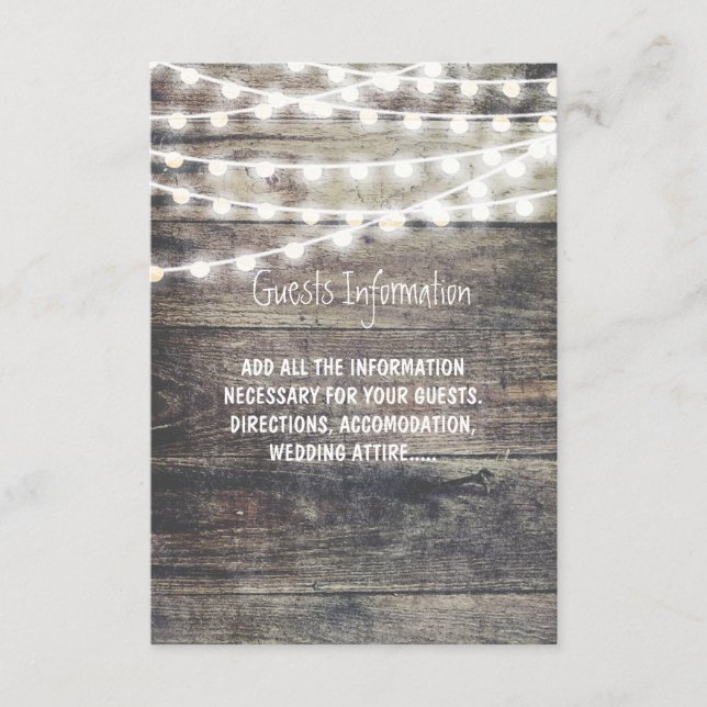 Cartão De Informações Informações para convidados de casamento com madei (Frente)