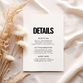 Cartão De Informações Informações simples sobre convidados de casamento