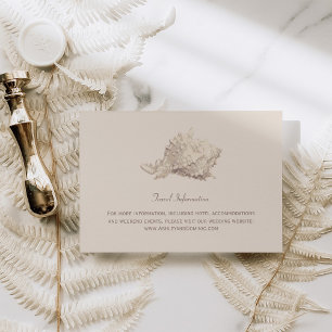 Cartão De Informações Informações sobre Casamento de Beige Seashell em