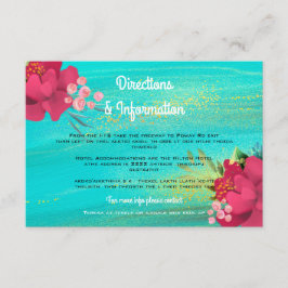 Cartão De Informações Informações sobre Casamento Floral Dourado Tropica
