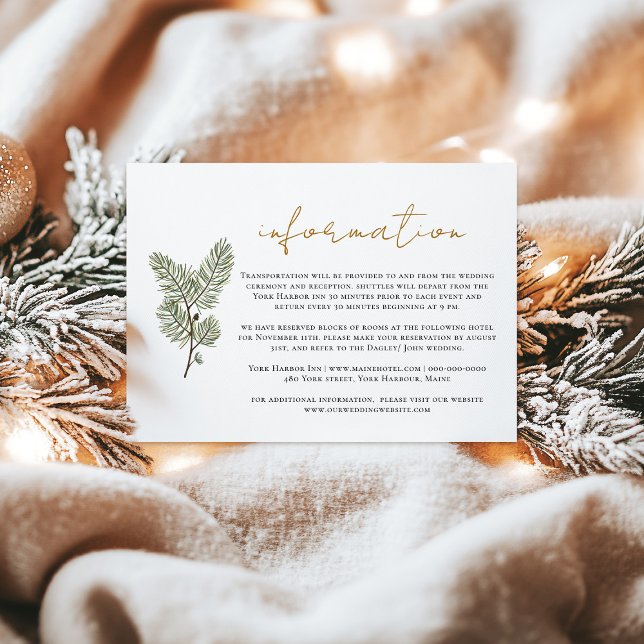 Cartão De Informações Informações sobre Casamentos de Pine Cone Verde e  (Criador carregado)