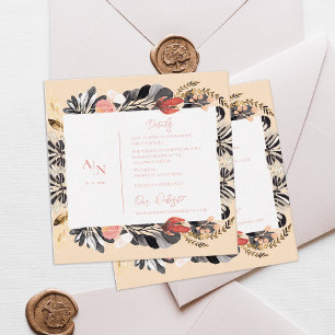 Cartão De Informações Informações sobre Detalhes do Casamento Floral Rus